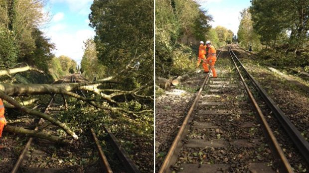 Workers have cleared the track at Alton in Hampshire, as this picture tweeted by South West Trains shows (C) South West Trains