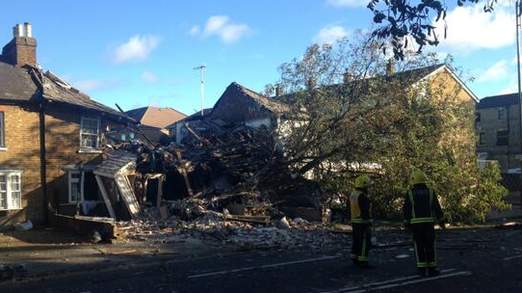 A tree crashes through several homes in Hounslow (C) London Fire Brigad