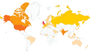 Global readership of GeoJames in 2013.